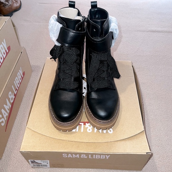 Sam & Libby Samantha Combat Boots Black - Picture 1 of 8